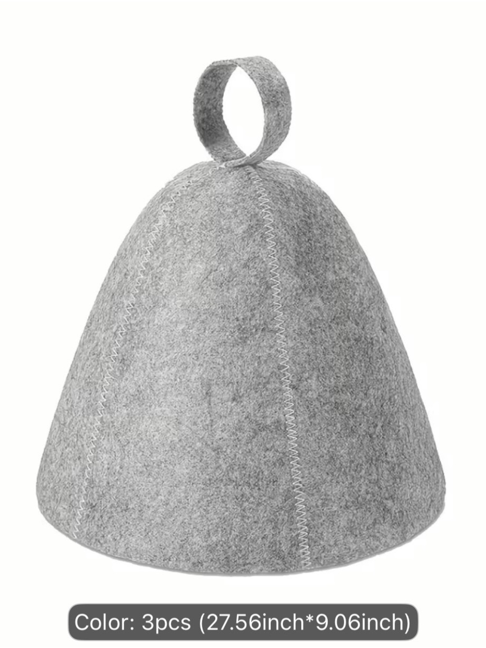 Gray Felt Sauna Hat Trio with Hanging Loop - Picture 3 of 4